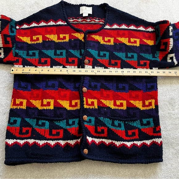 EXPRESS TRICOT HAND KNITTED 100% LAMBS WOOL VINTAGE SWEATER GEOMETRIC STYLISH - Picture 5 of 7